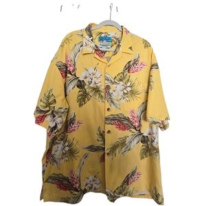 Paradise On A Hangar Yellow Tropical Floral Hawaiian Shirt